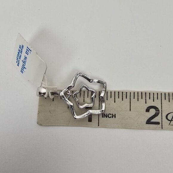 Lia Sophia Star Pendant Double Open Textured Smooth Silver Tone Metal Reversible - Picture 6 of 8